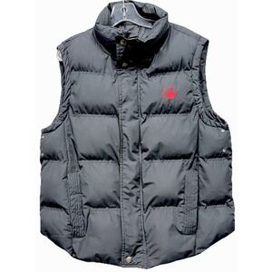 J. Whistler Mens Puffer Vest Black Water Resistant Quilted Maple Leaf Logo Small
